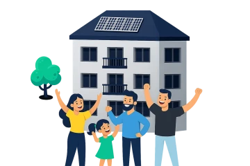 lidé radující se z pořízení fotovoltaiky a úspor