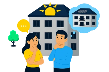 dva lidé přemýšlející o pořízení fotovoltaiky na bytový dům