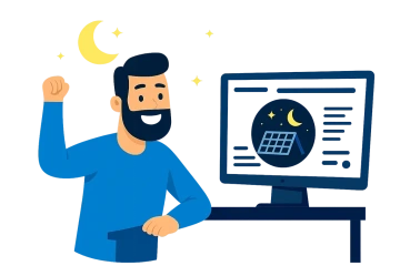 muž monitorující provoz fotovoltaiky 24/7